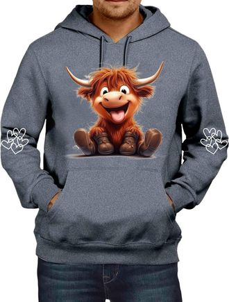 Generic Hoodies for Men Highland Cow Hoodie Cow Sweatshirts for Men Western Cow Print Shirt Country Western Sweatshirt 2024 New