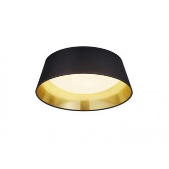Trio Leuchten Plaf&oacute;n Led Pantalla Tela Negro y Oro Ponts &Oslash;34 cm Trio Lighting