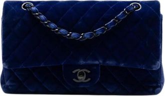 Chanel Pre-owned Double Flap Shoulder Bag - Dames - Vintage Schoudertas - Blauw - ONE Size - Leer - Vintage