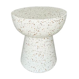 NATYAL Mesa auxiliar taburete bajo tono blanco de piedra terrazo d.40 x 45cm