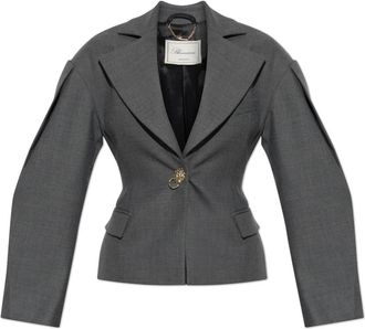Blumarine Open-lapel Blazer - Dames - Blazers - Grijs - 2XS - Leer - Jassen