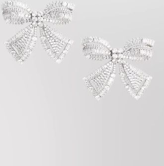 Self Portrait crystal-embellished bow earrings