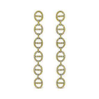 House of Brilliance Sterling Silver 1.0 Cttw Yellow Diamond Linked Circle Drop Earrings at Nordstrom