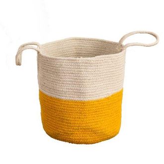 Nearly Natural 12-in Handmade Natural Cotton Woven Basket Planter in Beige at Nordstrom