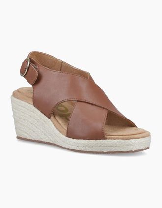 Hush Puppies Womens Willow Rattan Womens Wedge Sandals - Brown - Size: 8