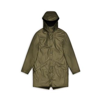 Rains Revel Lange Waterdichte Jas - Dames - Regenjassen - Groen - XL - Polyester - Jassen