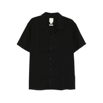 Calvin Klein Short Sleeve Shirts, male, Black, Size: XL Linen Blend Short Sleeve Shirt