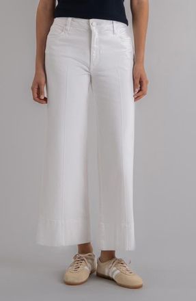 Kut from the Kloth Meg Coated Pintuck High Waist Ankle Wide Leg Jeans in Optic White at Nordstrom, Size 14