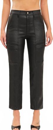 Daze Straight Up Cargo High Rise Pants In Coated Asphalt