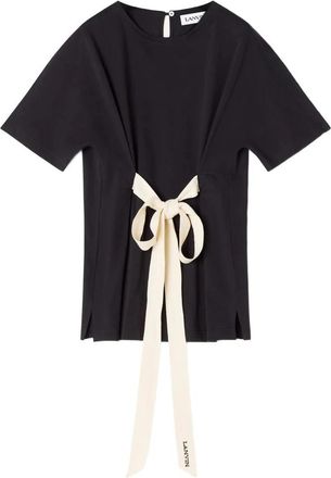 Lanvin T-shirt met ceintuur - Dames - T-shirts - Zwart - XS - Katoen - Tops