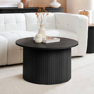 Birlea Round Fluted Coffee Table Axel in Black | Size: 1 Pack