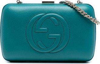 Gucci Pre-owned Womens Leather Soho Clutch On Chain - Teal - One Size