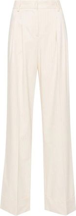 Andamane Elegante Multicolor Wollen Broek - Dames - Wijde Broeken - Wit - XS - Wol - Broeken
