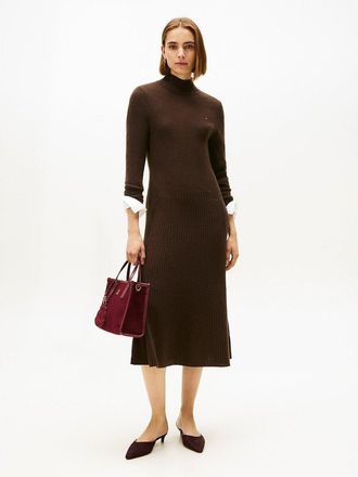 Tommy Hilfiger Wollen midi-jurk met lange mouwen