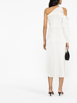 DAVID KOMA Ruffled One-Shoulder Dress - White