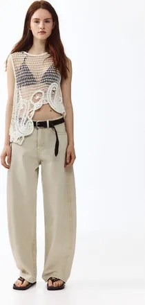 H&M Baggy High Jeans in Light Beige at Nordstrom, Size 10
