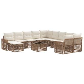 vidaXL Conjunto De Sof&aacute;s De Jard&iacute;n 12 Pcs Beige Y Blanco Crema Vidaxl