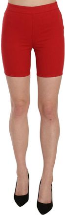 Pinko Red Mid Waist Cotton Stretch Slim Mini Womens Shorts