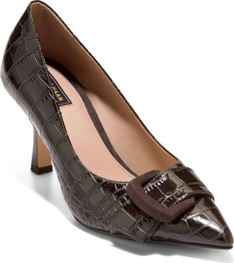 Cole Haan Fidela Pointed Toe Pump in Dark Chocolate Croc Print at Nordstrom, Size 10.5