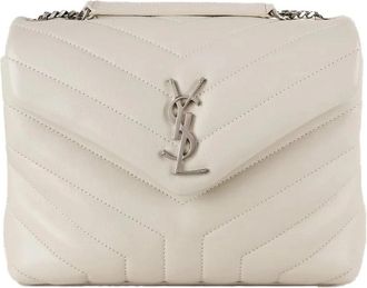 Saint Laurent Loulou Leren Tas - Dames - Schoudertassen - Beige - ONE Size - Leer - Tassen
