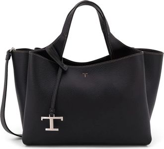 Tod's Zwarte leren schoudertas met metalen sluiting - Dames - Shoppers - Zwart - ONE Size - Leer - Tassen