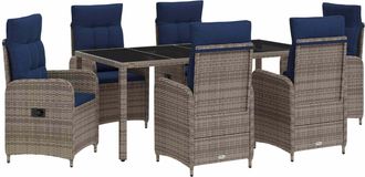 vidaXL Juego De Comedor Para Exteriores 7 Uds. Rat&aacute;n Sint&eacute;tico Vidaxl