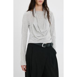 Mango Cowl Front Sweater in Medium Heather Grey at Nordstrom, Size X-Small