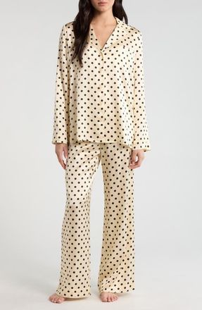 Reformation Ella Print Silk Pajamas in Sugar Dot at Nordstrom, Size X-Large