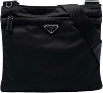 Prada Pre-owned Cross Body Bags, female, Black, Size: ONE SIZE Pre-owned Nylon Crossbody Bag