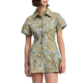 En Saison Kenna Shirt Dress In Blue Teal Lemon