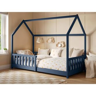 Flair Explorer Wooden Playhouse Bed with Rails in Navy | Size: Single