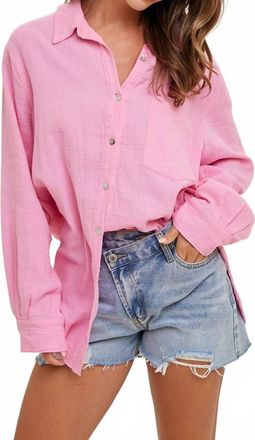 Wishlist Beach Bum Embroidered Button Down Shirt In Punch
