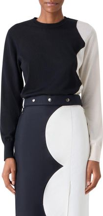 Akris Cloud Cashmere & Silk Sweater in Black- Ecru at Nordstrom, Size 10