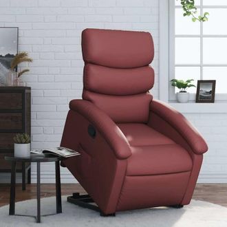 vidaXL Sill&oacute;n Reclinable Elevable Cuero Artificial Rojo Tinto Vidaxl