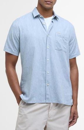 Barbour Nelson Linen & Cotton Button-Up Shirt in Lead at Nordstrom Rack, Size Xx-Large