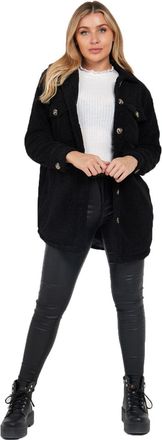 SS7 Womens Borg Shirt Jacket Fleece Shaket Black