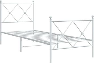 vidaXL Metal Bed Frame without Mattress with Footboard White 80x200cm Vidaxl