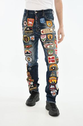 Dsquared2 Regular Fit Jeans with All-Over Patch 19cm Dsquared2