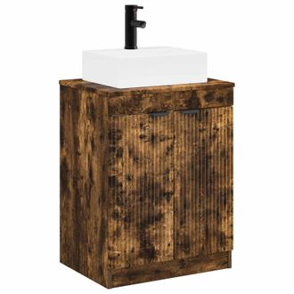 vidaXL Juego De Muebles De Ba&ntilde;o Roble Ahumado Madera De Ingenier&iacute;a Vidaxl