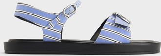 Charles & Keith Striped Buckled Slingback Sandals