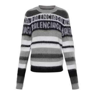 Balenciaga Trui met ronde hals - Dames - Truien - Grijs - Maat: M Zijde
