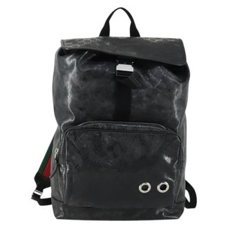 Gucci Buckle Backpack Gg Imprime Black Canvas Backpack Bag (Pre-Owned)