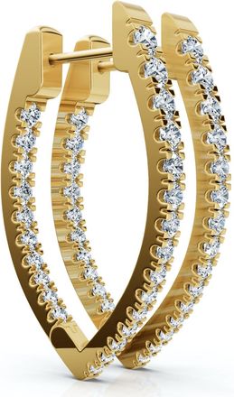 Pompeii3 90Ct Diamond Hoops Inside Outside Gold Lab Grown 1 Tall