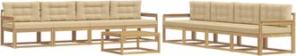 vidaXL Conjunto De Sof&aacute;s De Exterior 9 Uds. Y Beige Poli&eacute;ster Vidaxl