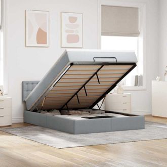 vidaXL Vidaxl - Estructura Cama Otomana Colch&oacute;n Tela Gris Claro 140x200cm