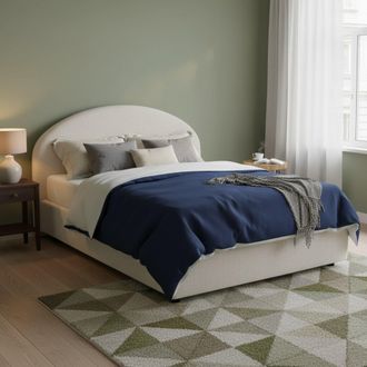 Dmora Dmora - Cama Matrimonial Dbonett, Cama Contenedor Con Revestimiento De Tela, 100% Made In Italy, Apertura Frontal, Con Colch&oacute;n 160x190 Cm Incluido, Bl