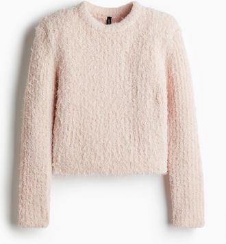 H&M Flauschiger Pullover mit Schulterpolstern - Pink