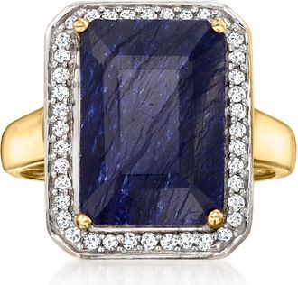Ross-Simons Sapphire and. Diamond Ring in 14kt Yellow Gold