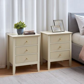 Melody Maison Pair Of 3 Drawer Bedside Tables - Hales Taupe Range