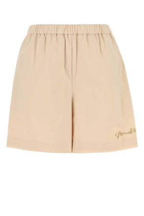 Fendi Beige Embroidery Logo Shorts